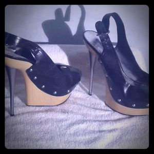 Studded heel sling backs